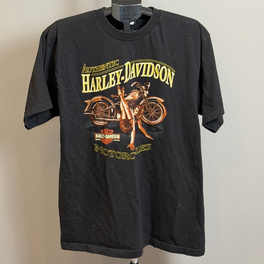 Harley-Davidson Shirt Mens XL Black Authentic Pin Up Girl Motorcycle Tee